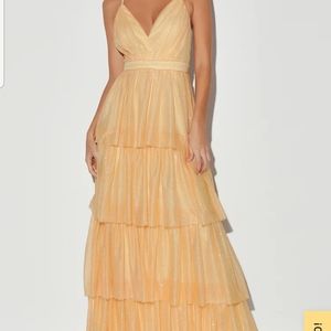 NWT Lulus Starlet Champagne Tiered Dress